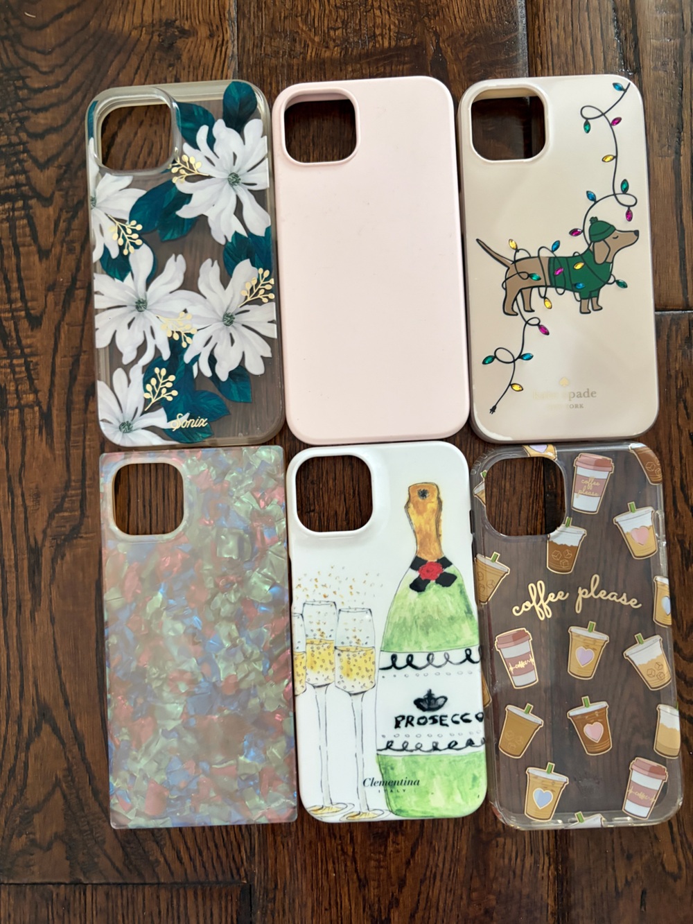 Bundle of 6 iPhone 13 phone cases with various designs